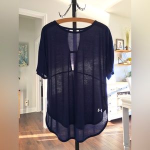Under Armour Athletic/Leisure Top- Navy Blue- Large